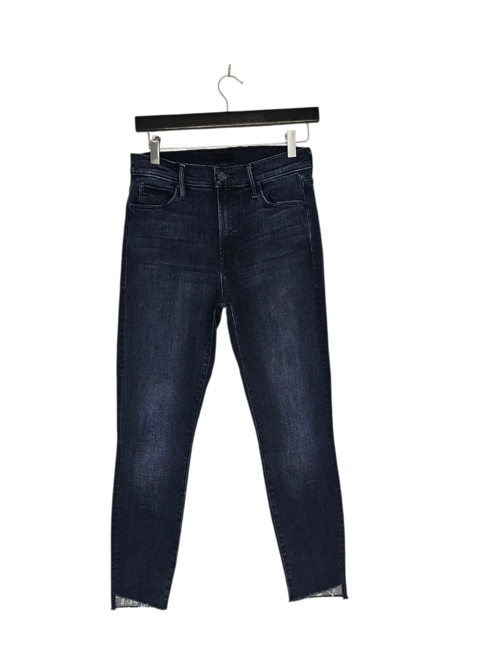 MOTHER Stunner Zip Ankle Fray High Rise Skinny Dark Blue‎ Jeans 28 Preowned